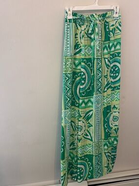 Rachel Zoe Green Patterned Pants with Drawstring